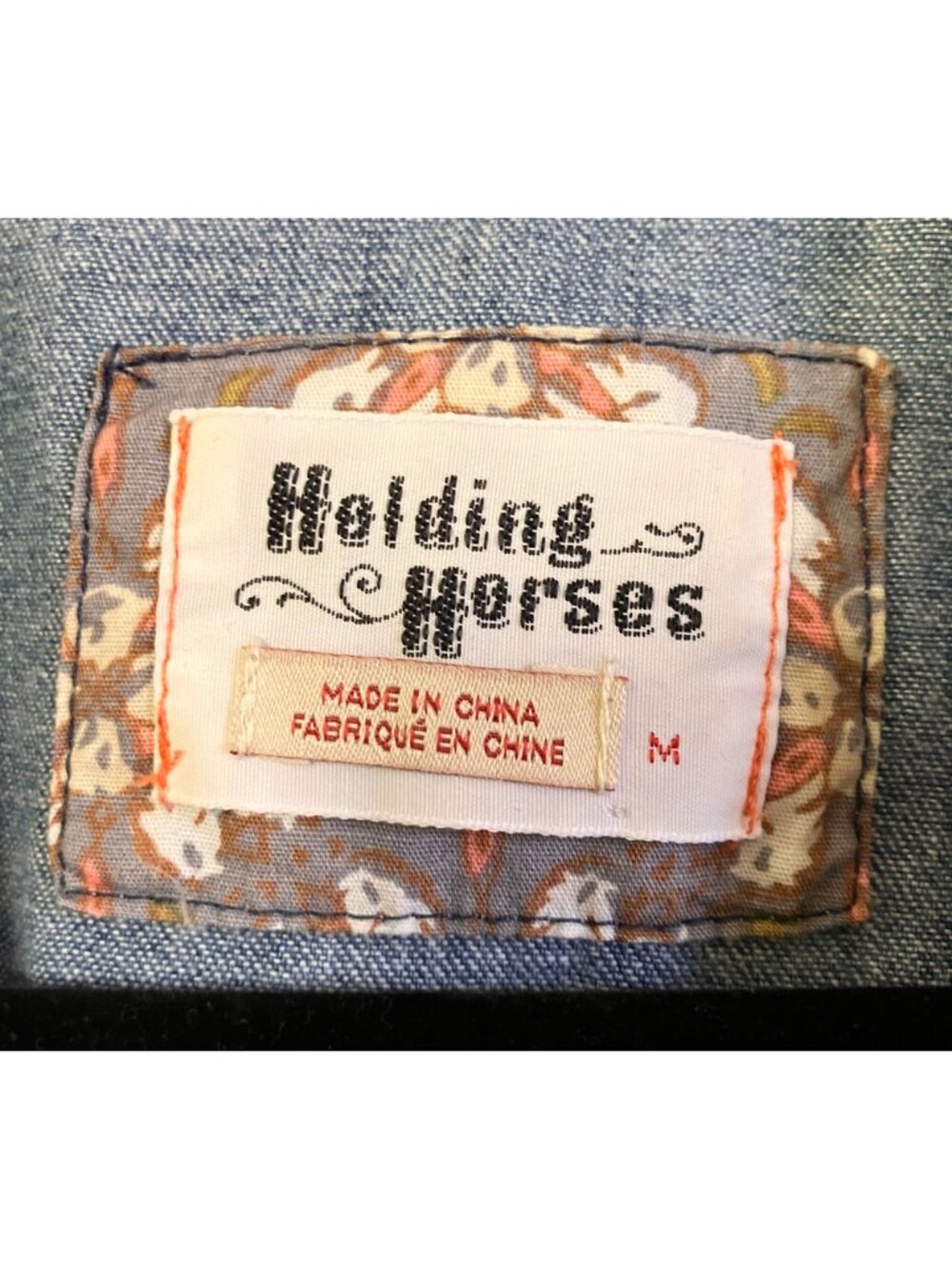 Holding Horses Womens Anthropologie Birds Sunset Denim Shirt Medium Blue SP NWOT - Picture 9 of 12